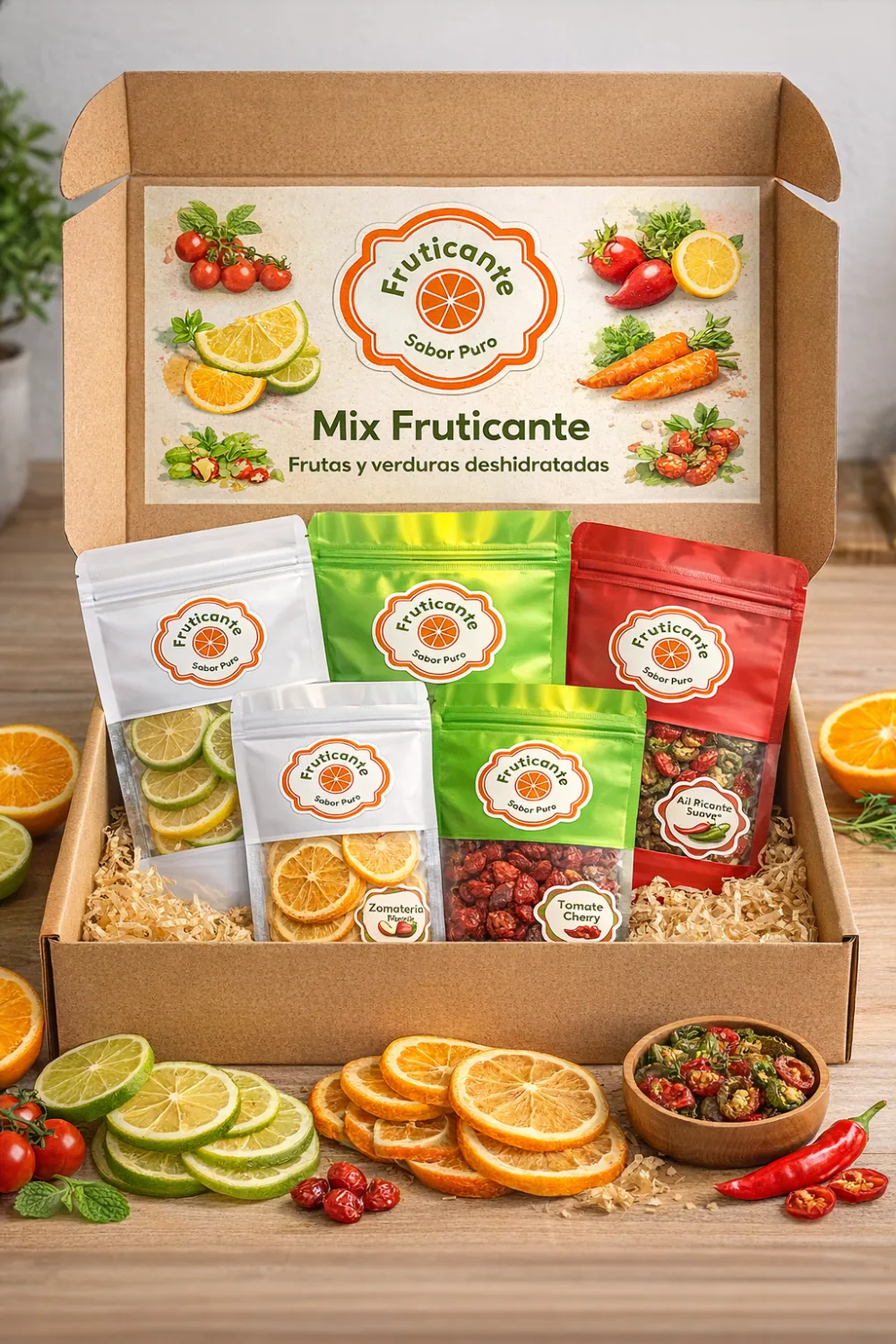 Caja Mix de frutas y verduras deshidratadas Fruticante para comercios